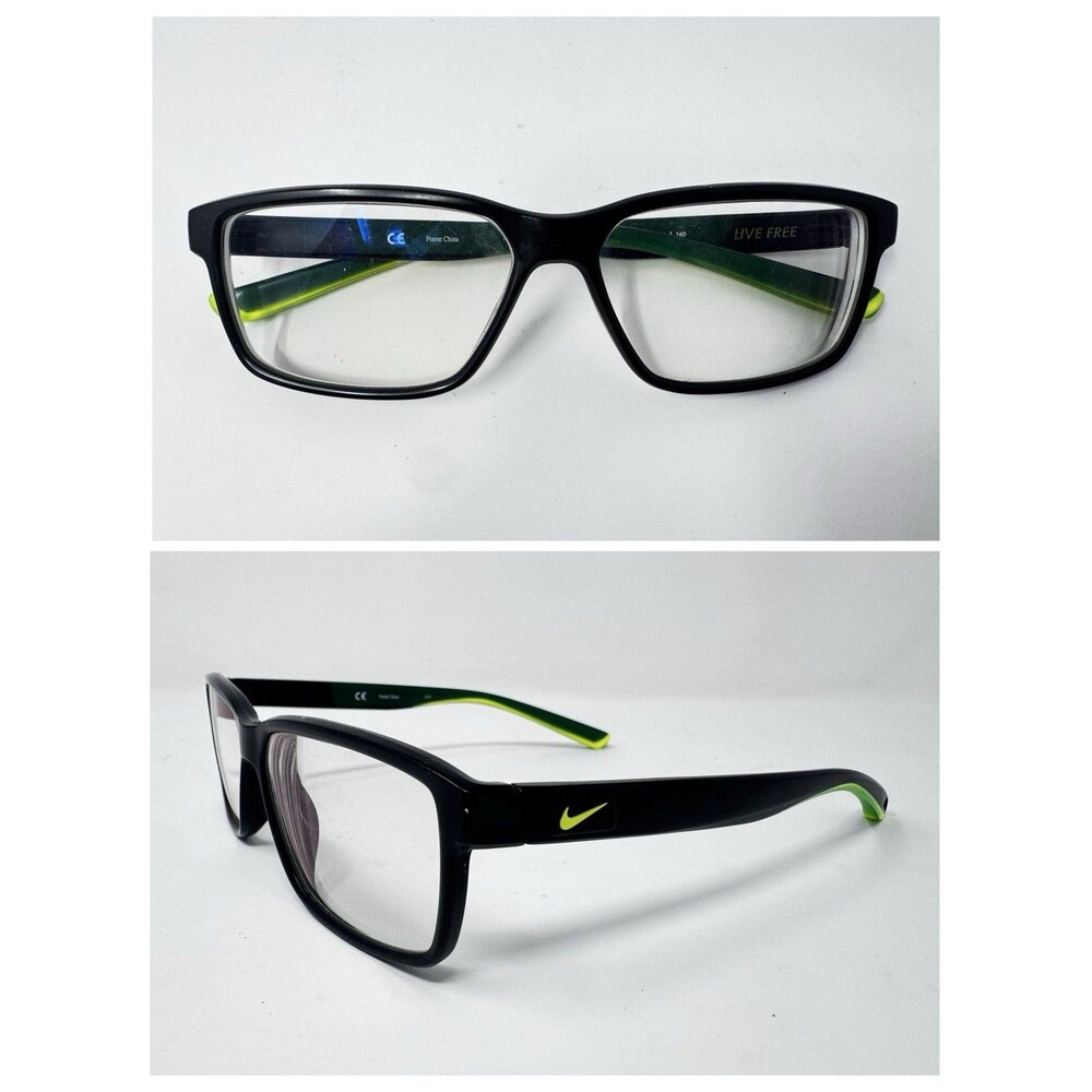 Nike 7092 001 Black Green Eyeglass Frames 55-14-140 Sport Eyewear
